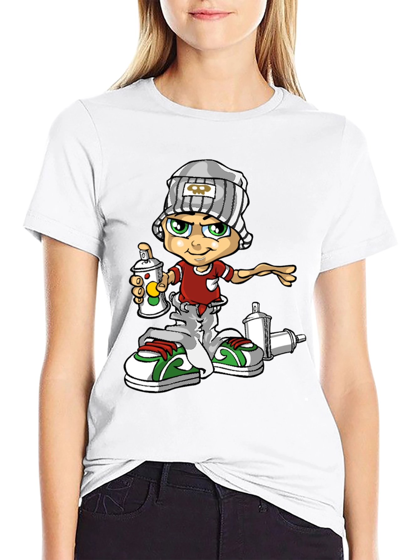 Graffiti Artist T-Shirt: Cartoon Spray Paint Design