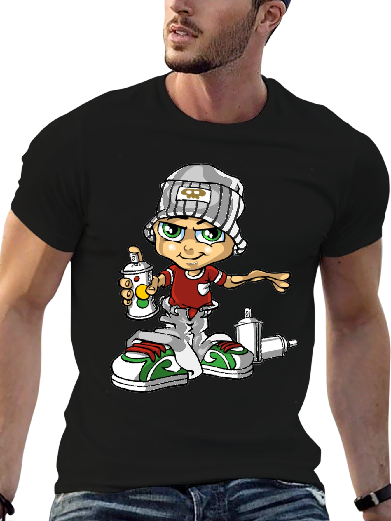 Graffiti Artist T-Shirt: Cartoon Spray Paint Design