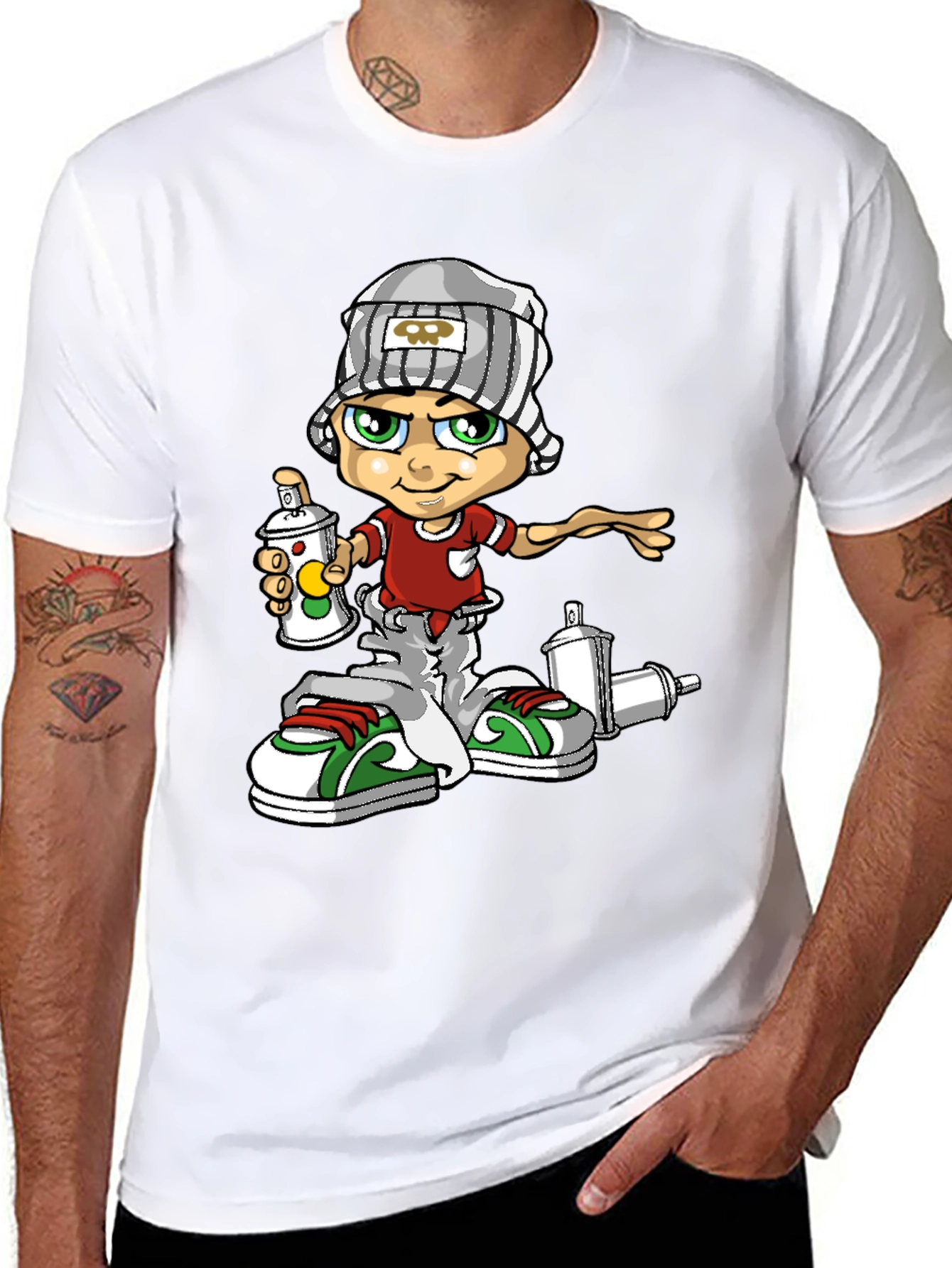 Graffiti Artist T-Shirt: Cartoon Spray Paint Design