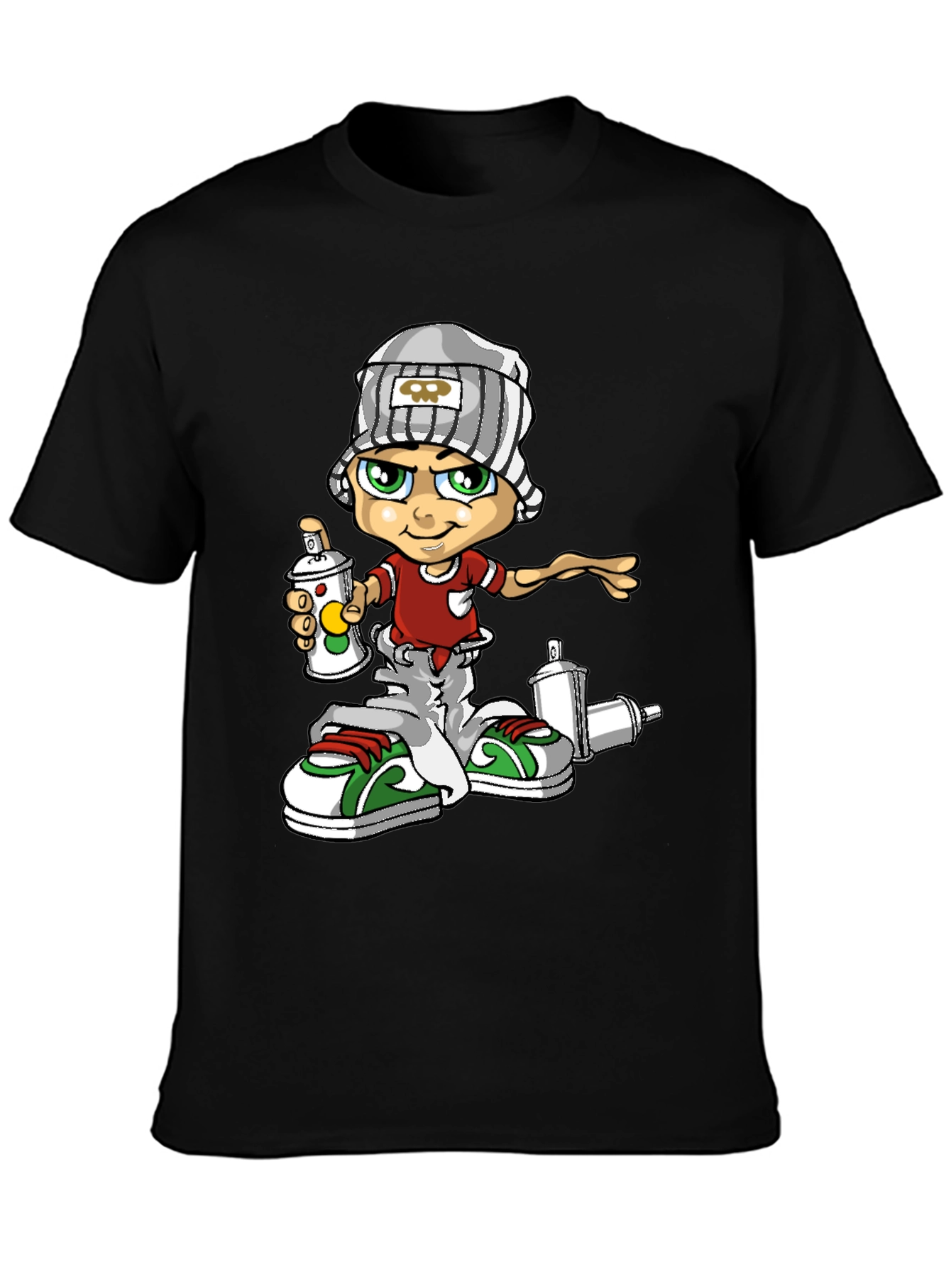 Graffiti Artist T-Shirt: Cartoon Spray Paint Design