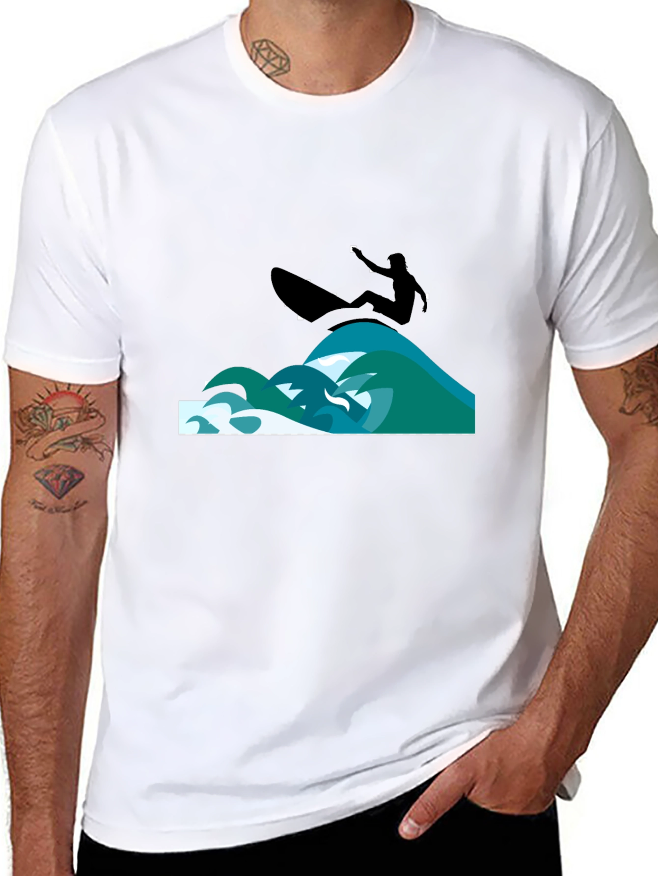 Surfer Graphic Black T-Shirt