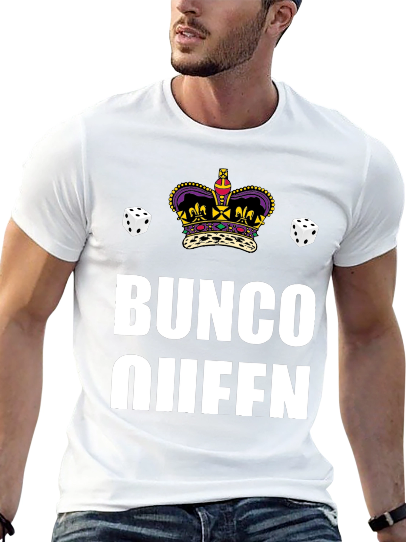Bunco Queen Graphic T-Shirt - Dice & Crown Design