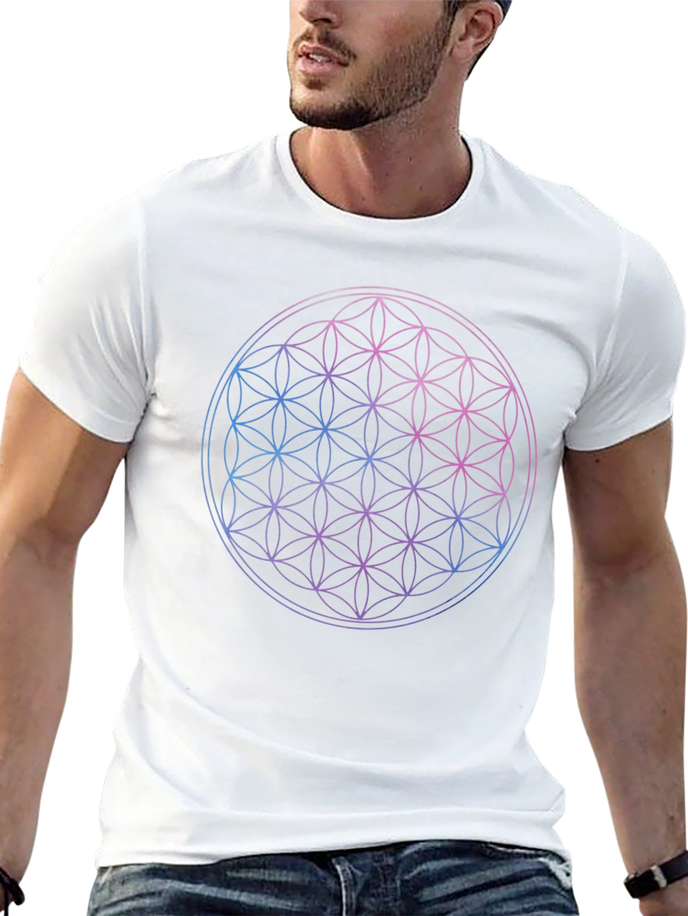 Flower of Life Graphic Print Black T-Shirt