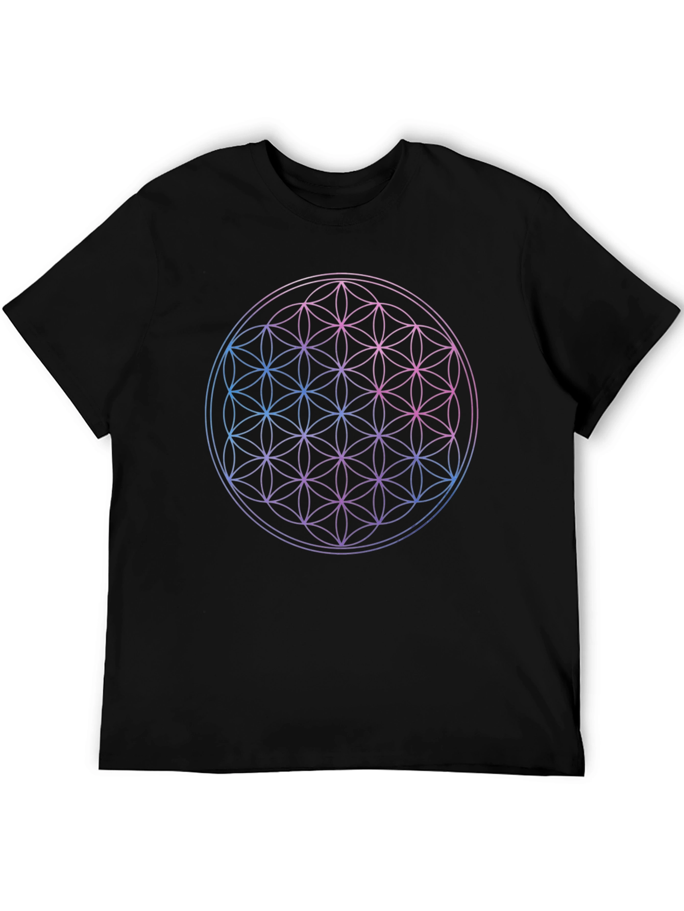 Flower of Life Graphic Print Black T-Shirt