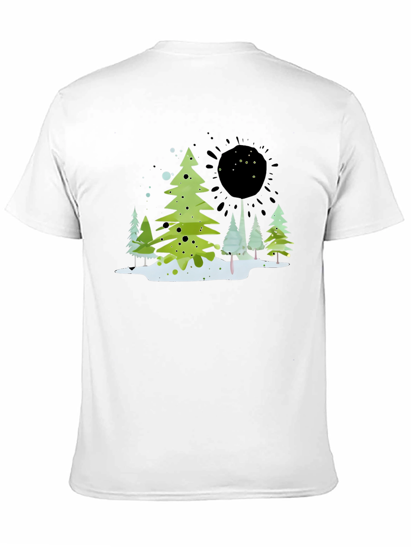 Whimsical Winter Tree Graphic Tee - Black