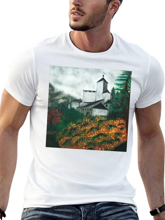 Castle Painting Graphic Tee - Nature Scene Shirt