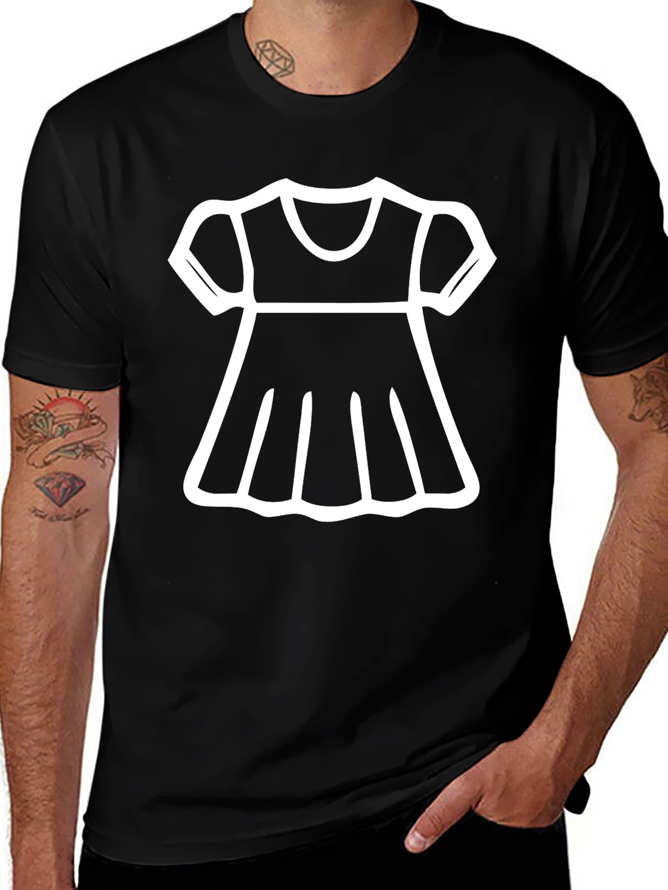 Black T-Shirt with Dress Graphic