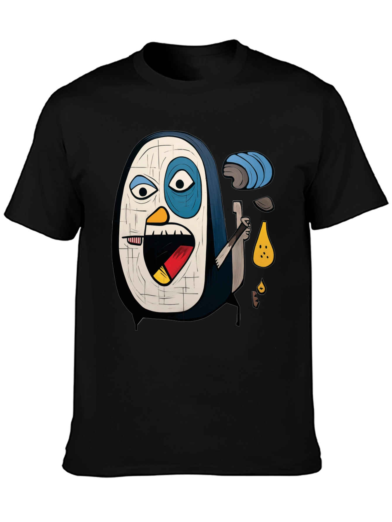 Abstract Penguin Graphic Tee - Black