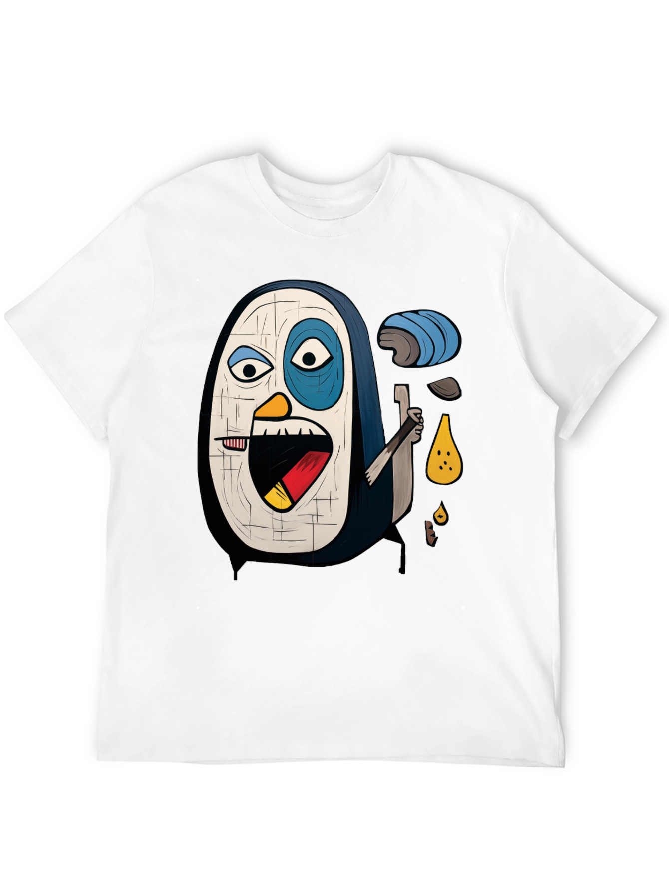 Abstract Penguin Graphic Tee - Black