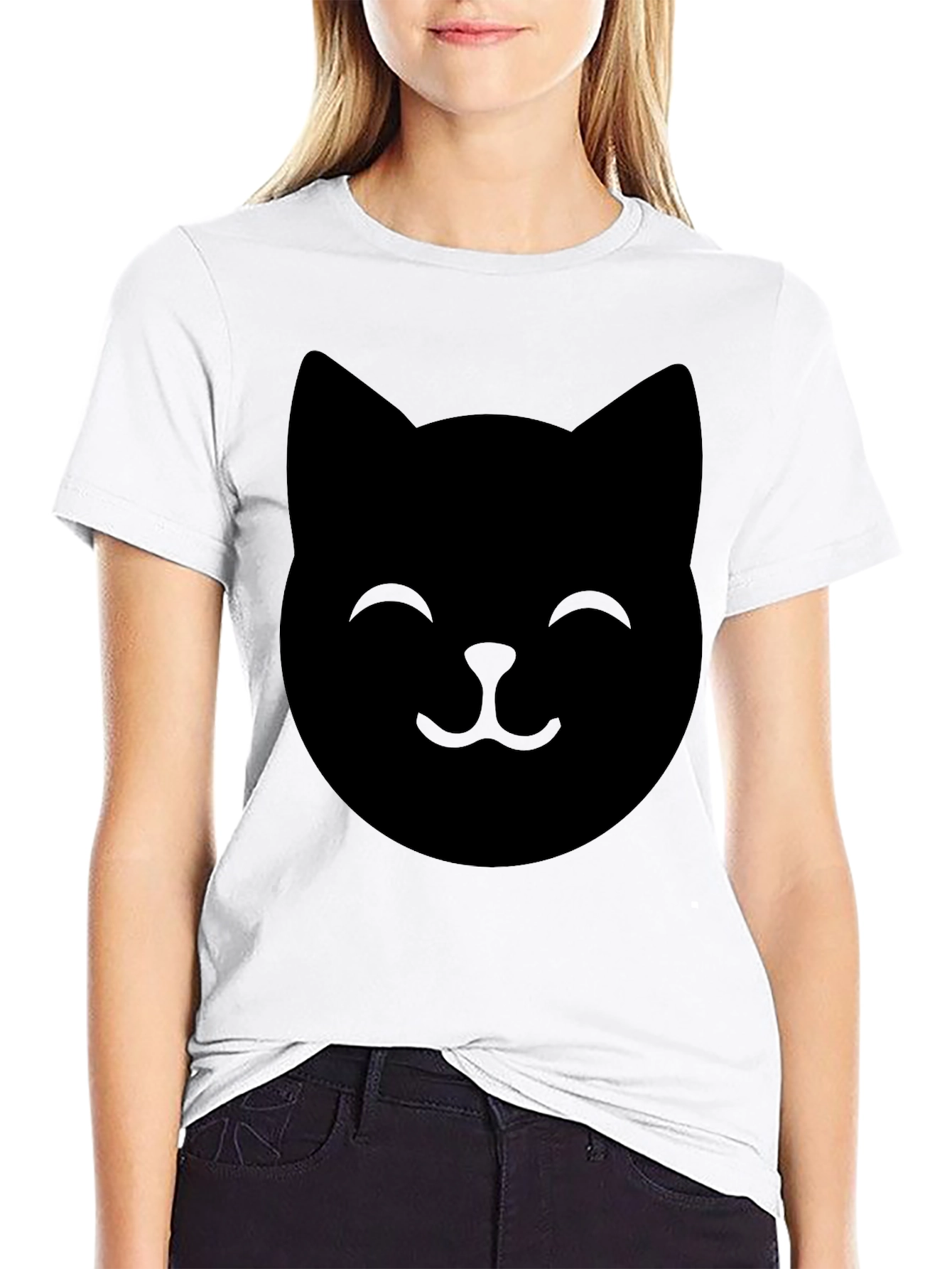 Cool Cat Face Black T-Shirt - Trendy Casual Wear