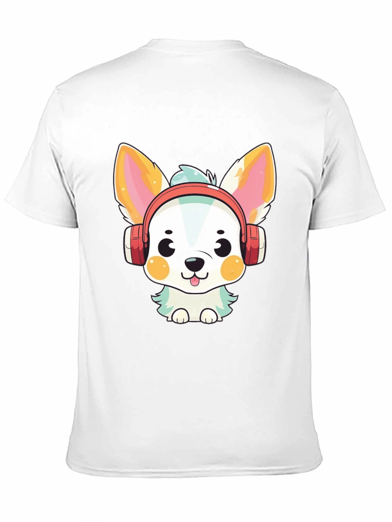 Cute Cartoon Dog with Headphones Graphic Tee