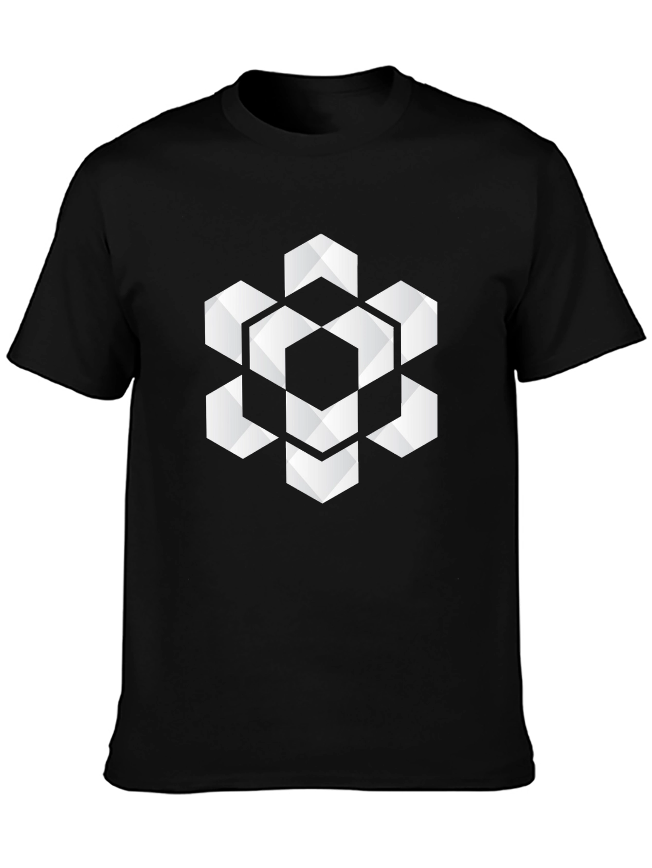 Geometric Hexagon Graphic Tee - Stylish Black T-Shirt