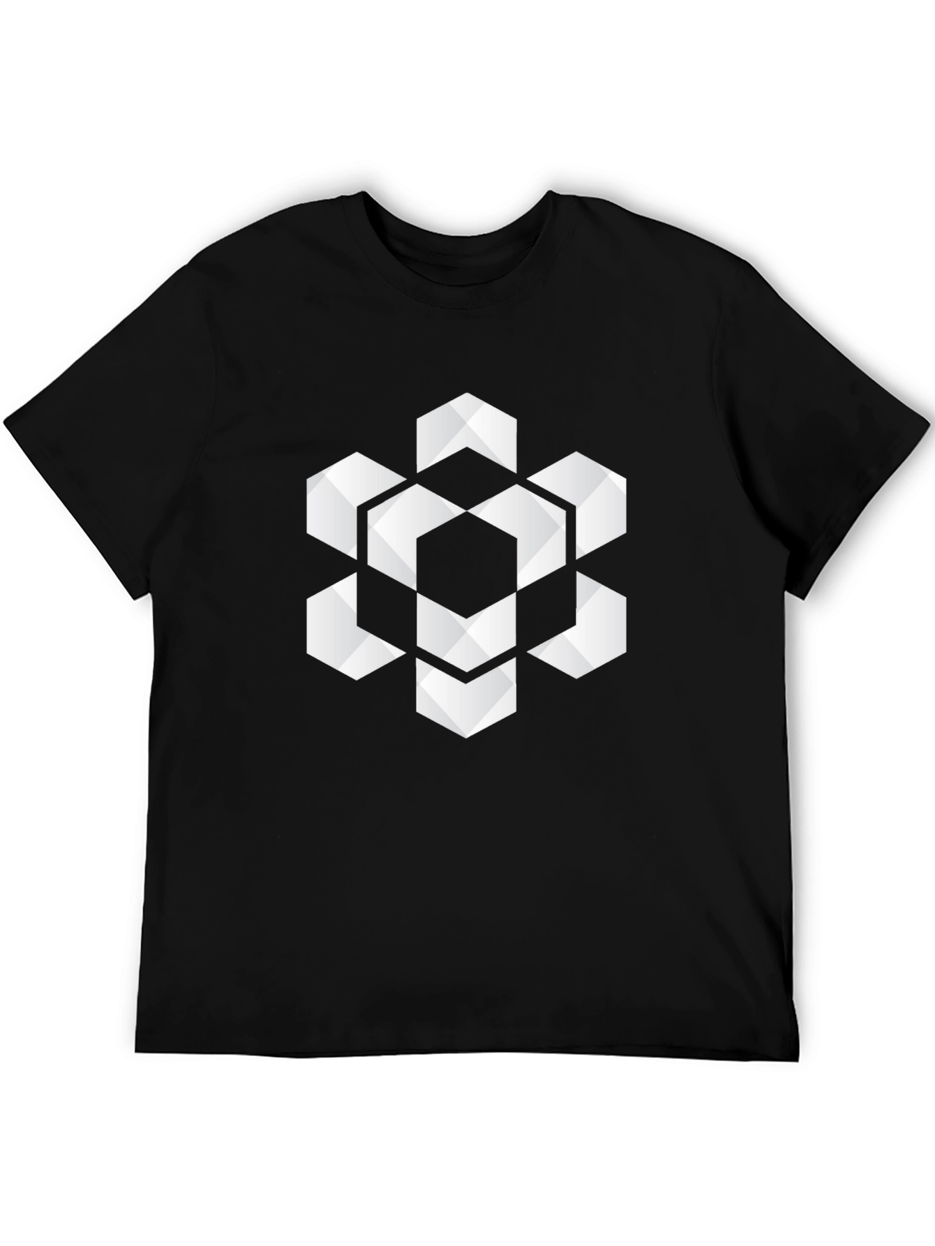 Geometric Hexagon Graphic Tee - Stylish Black T-Shirt