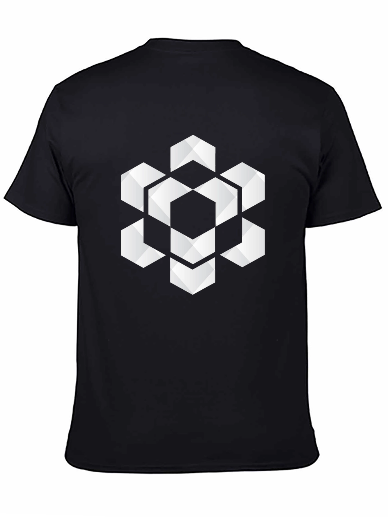 Geometric Hexagon Graphic Tee - Stylish Black T-Shirt