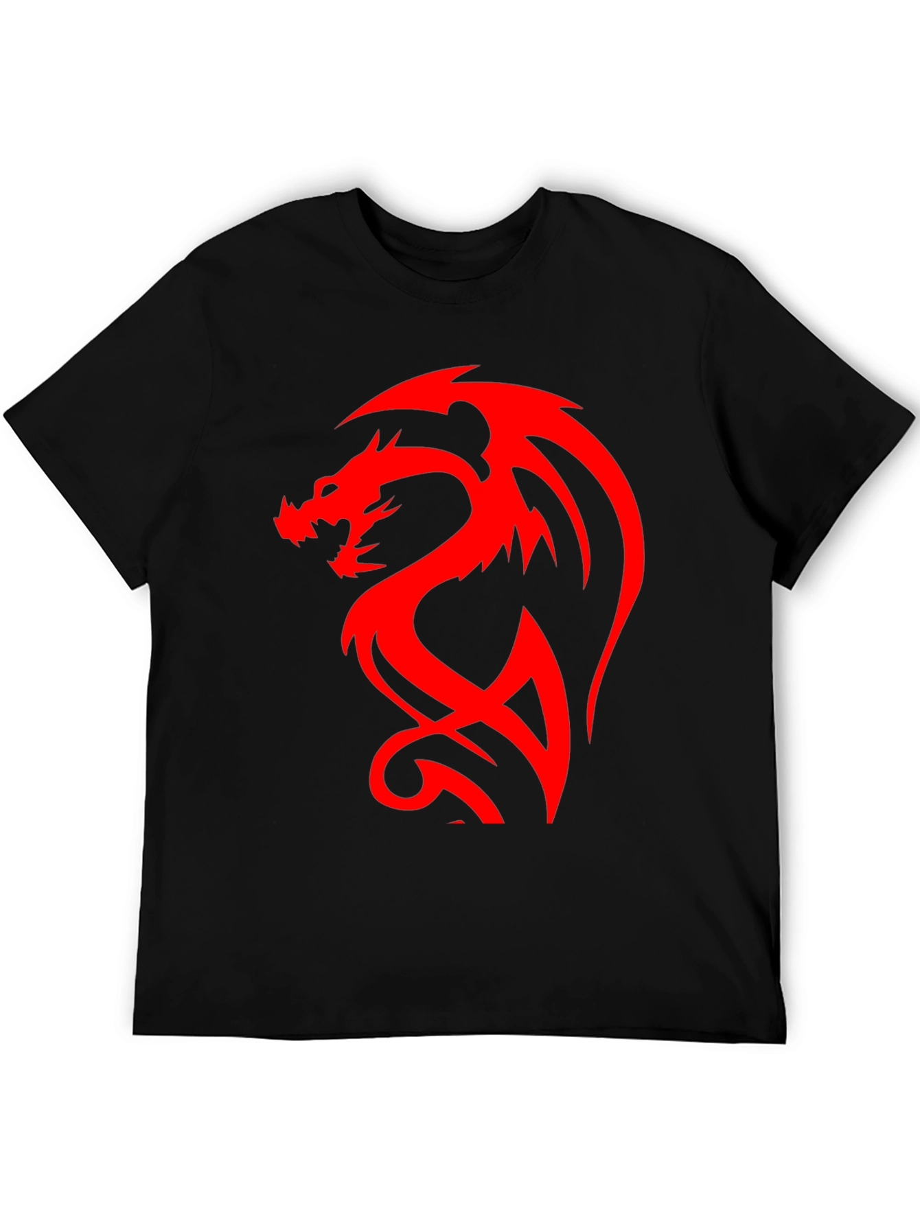 Dragon Graphic Black T-Shirt - Bold Red Design