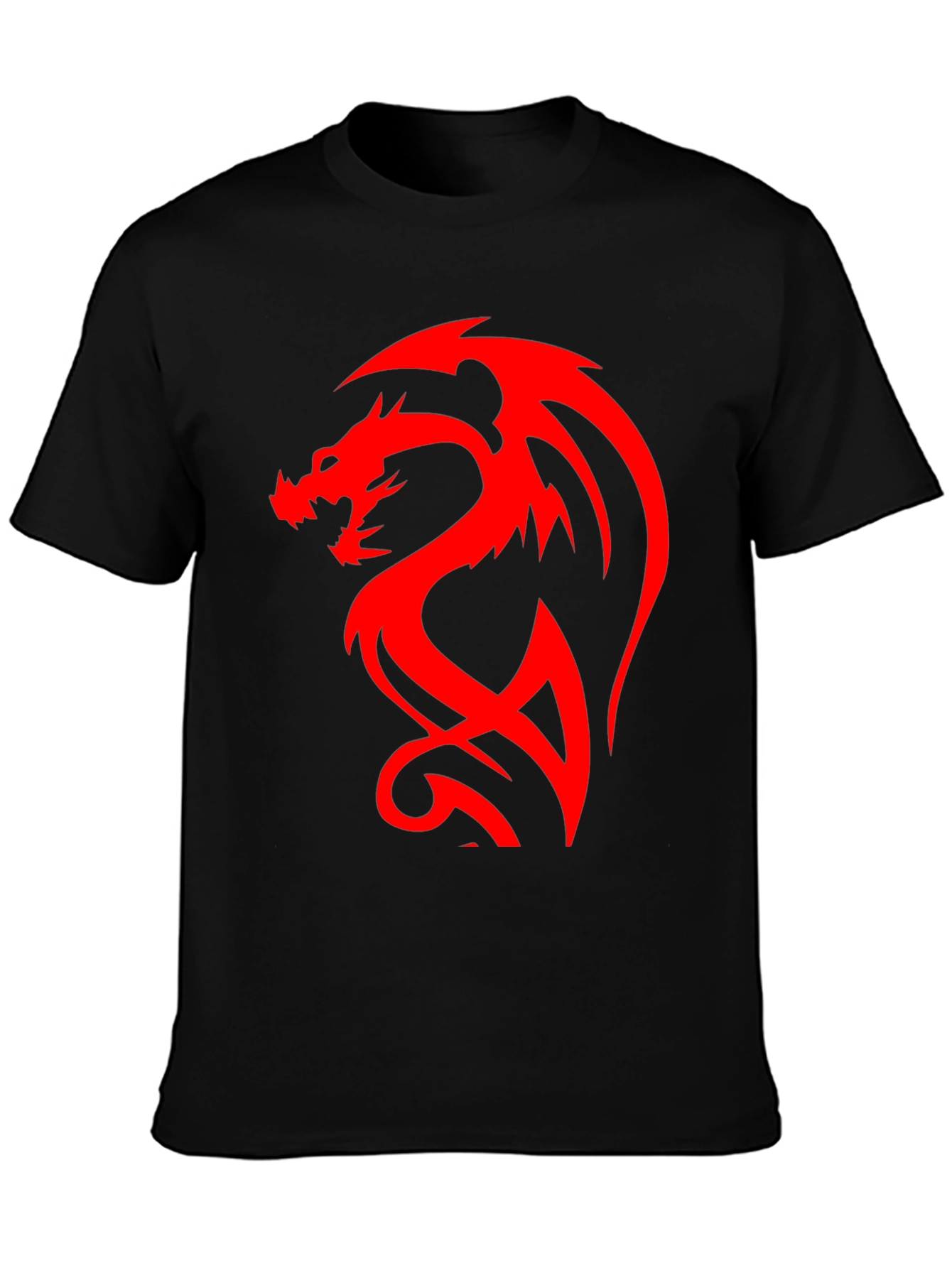 Dragon Graphic Black T-Shirt - Bold Red Design