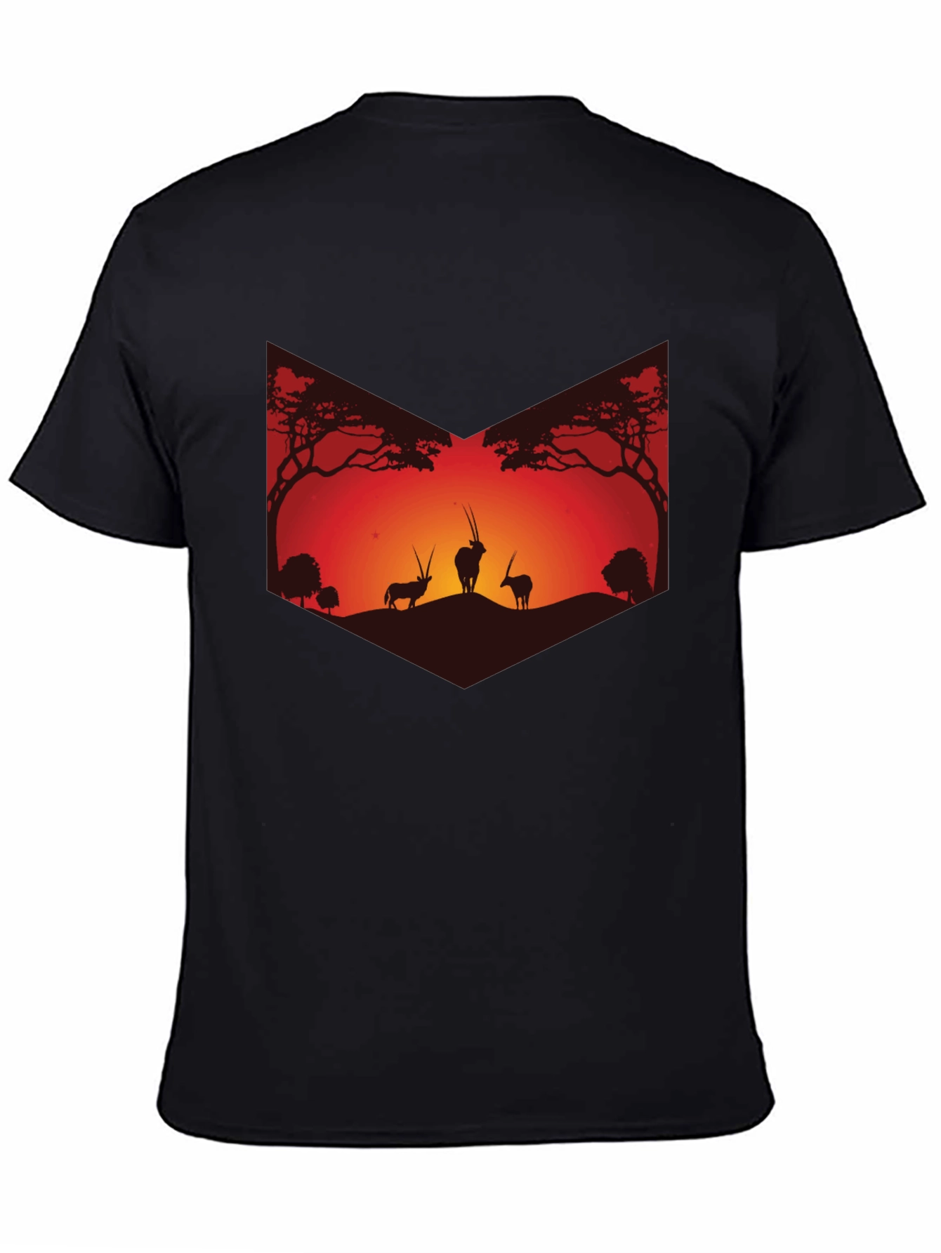 Sunset Silhouette Graphic Tee - African Wildlife Shirt