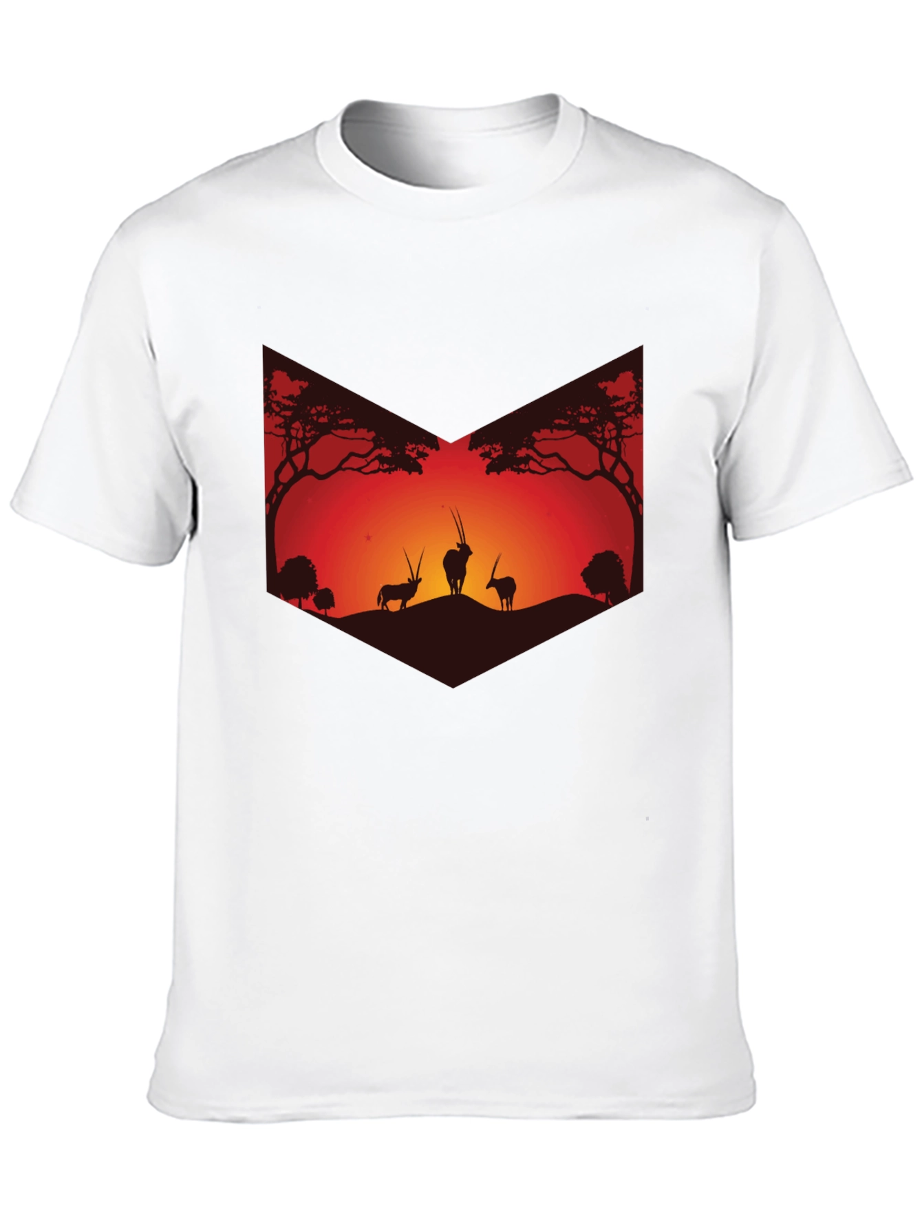 Sunset Silhouette Graphic Tee - African Wildlife Shirt
