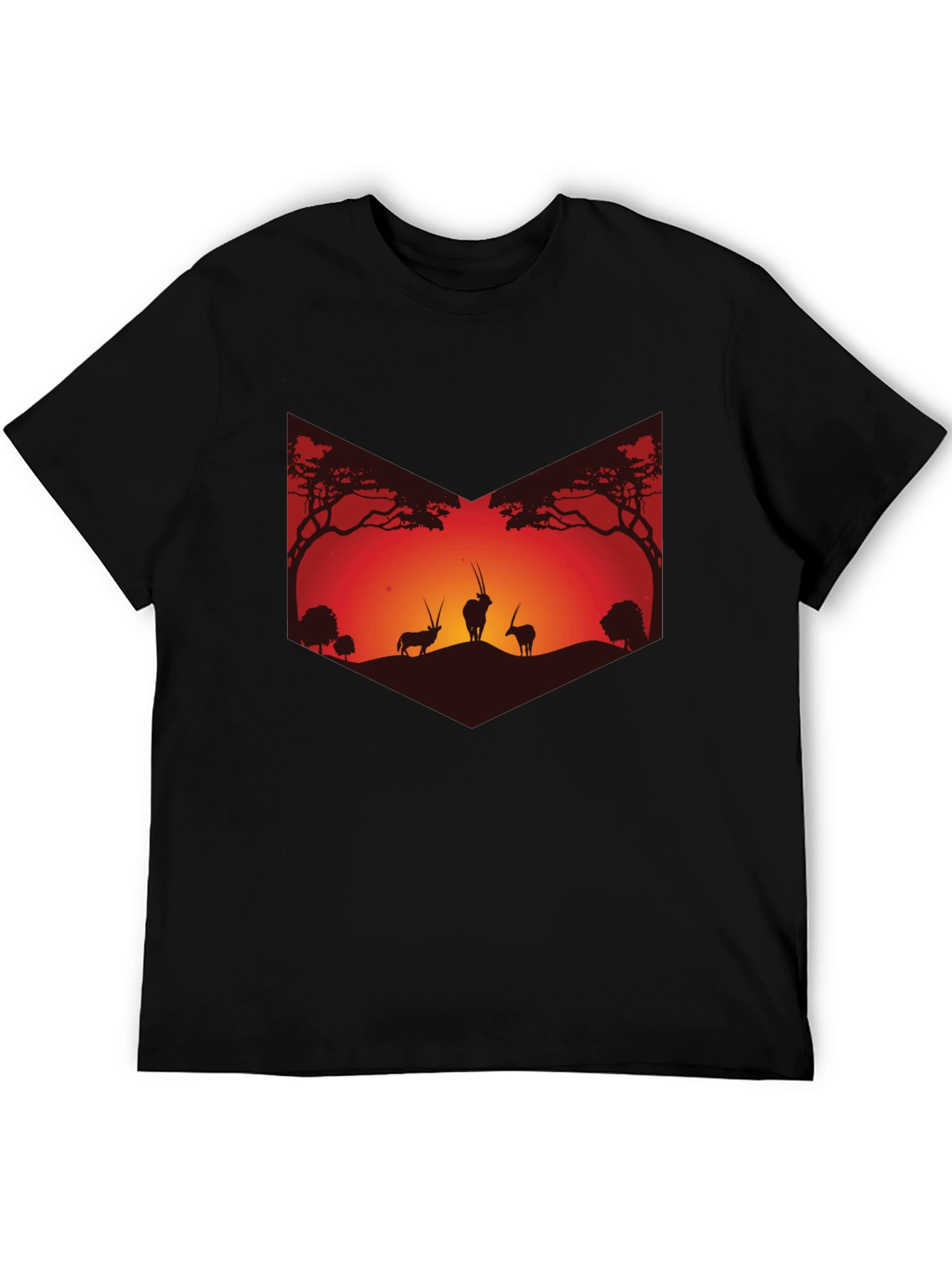 Sunset Silhouette Graphic Tee - African Wildlife Shirt