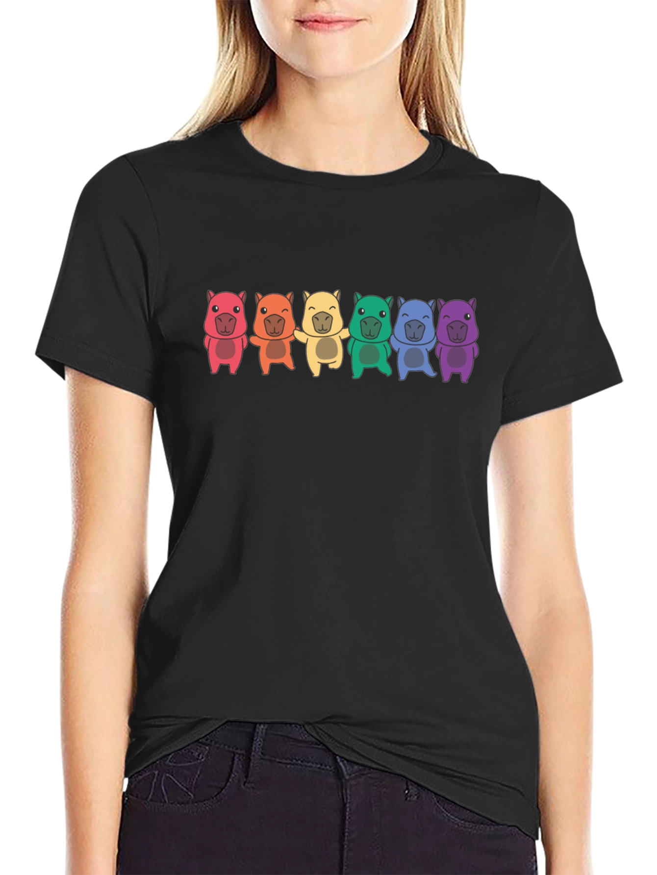 Rainbow Wombat T-Shirt - Black Cotton Tee