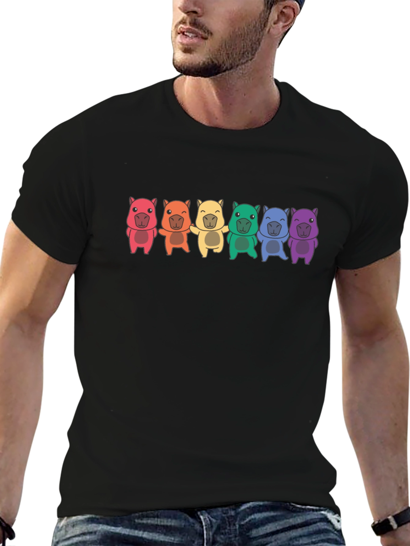 Rainbow Wombat T-Shirt - Black Cotton Tee