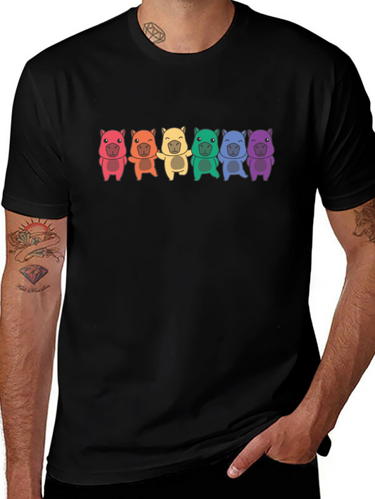 Rainbow Wombat T-Shirt - Black Cotton Tee