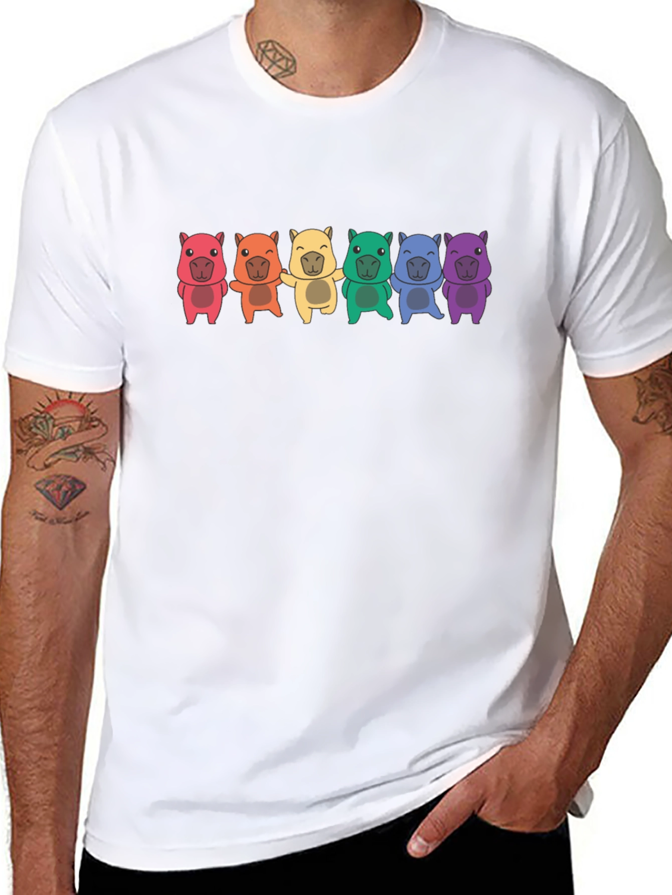 Rainbow Wombat T-Shirt - Black Cotton Tee