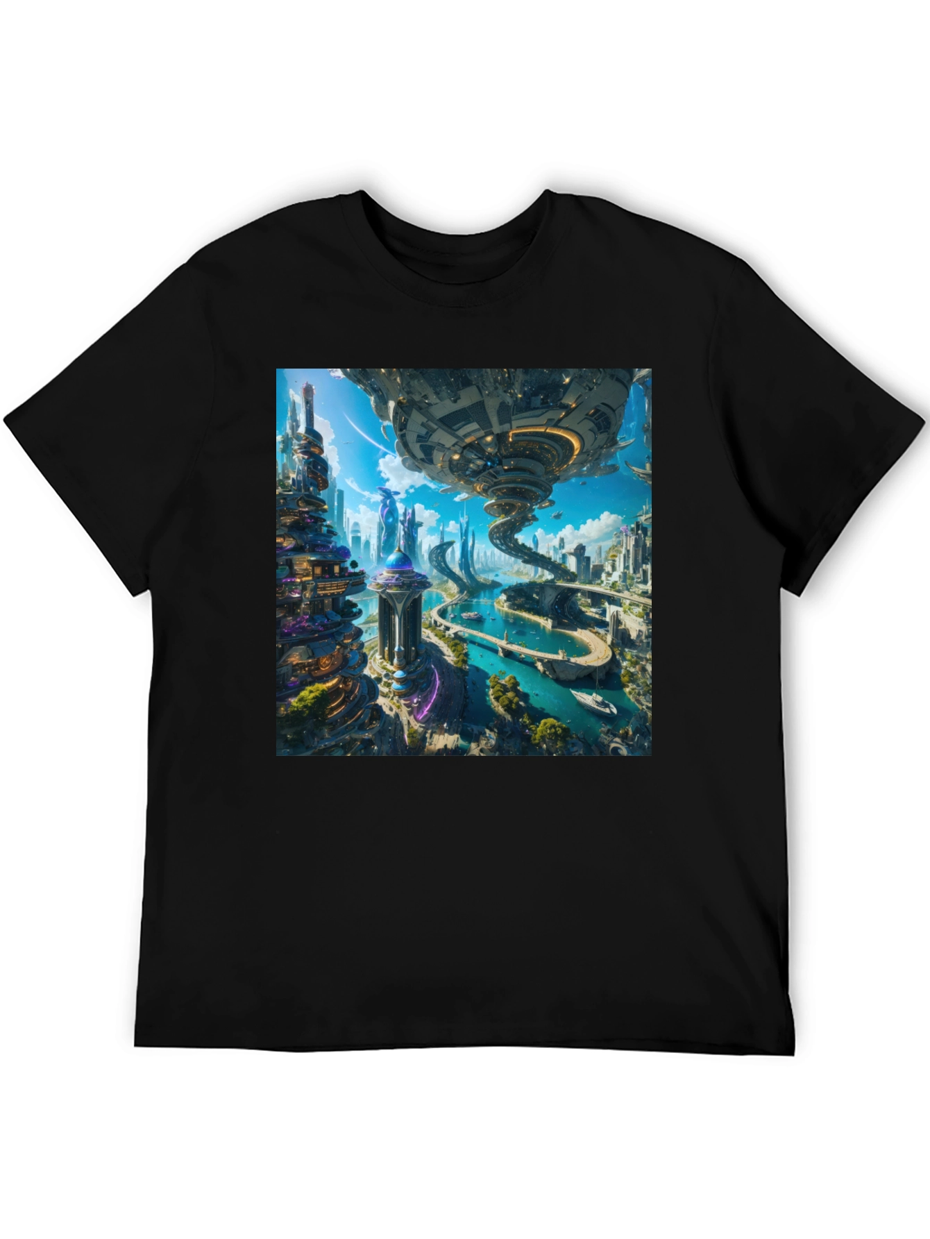 Futuristic Cityscape T-Shirt - Sci-Fi Style