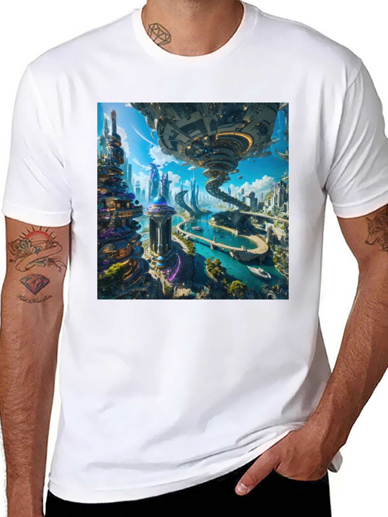 Futuristic Cityscape T-Shirt - Sci-Fi Style