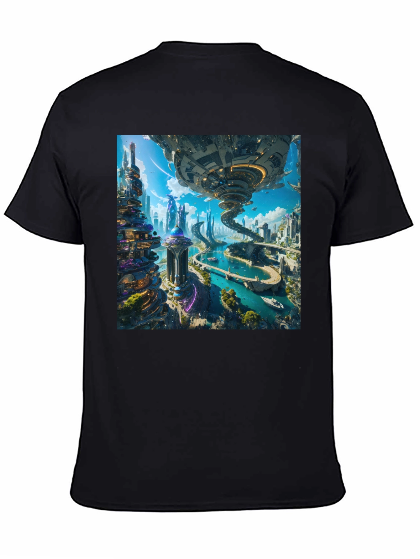 Futuristic Cityscape T-Shirt - Sci-Fi Style