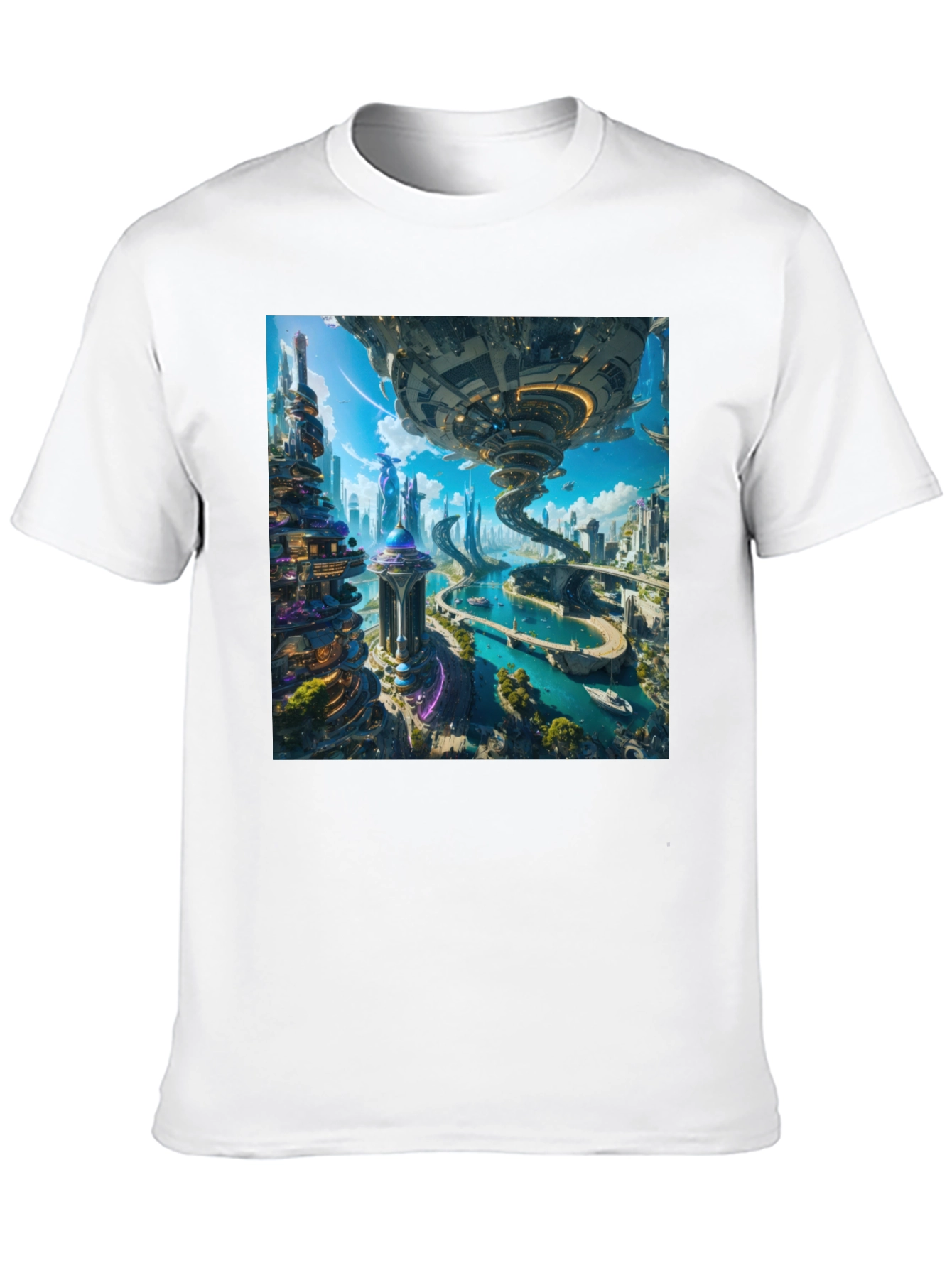 Futuristic Cityscape T-Shirt - Sci-Fi Style