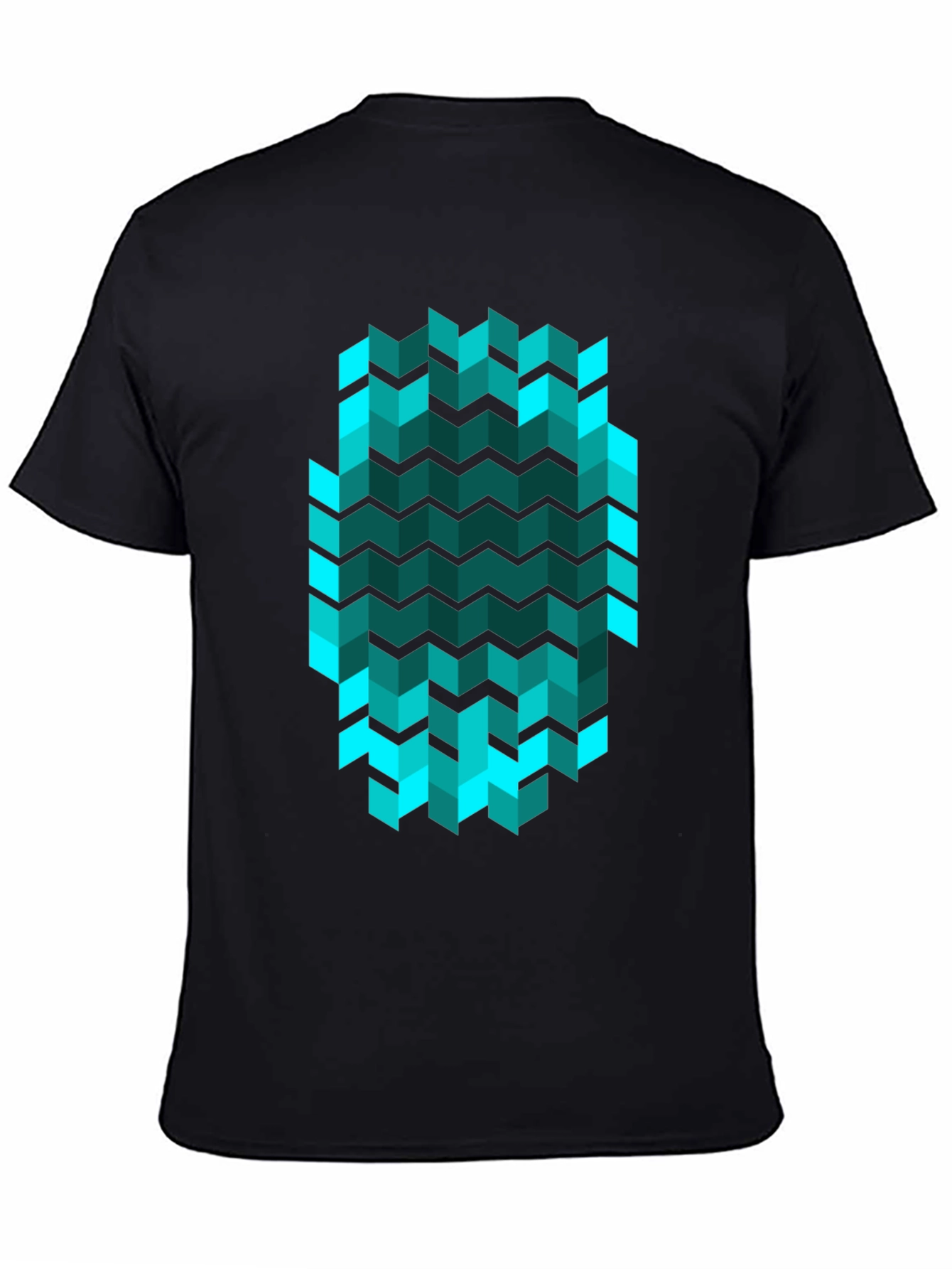 Geometric Chevron Tee - Teal Optical Illusion Print