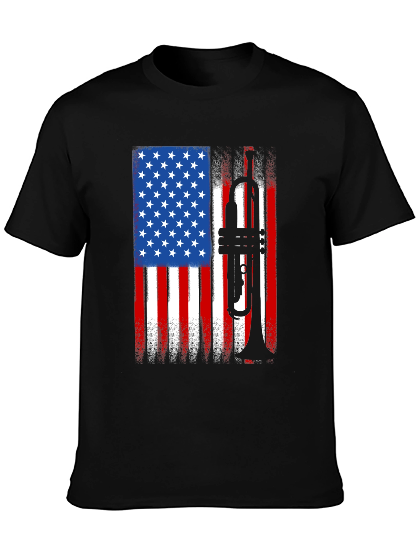 USA Flag Trumpet Graphic Tee - Patriotic Musician Shirt
