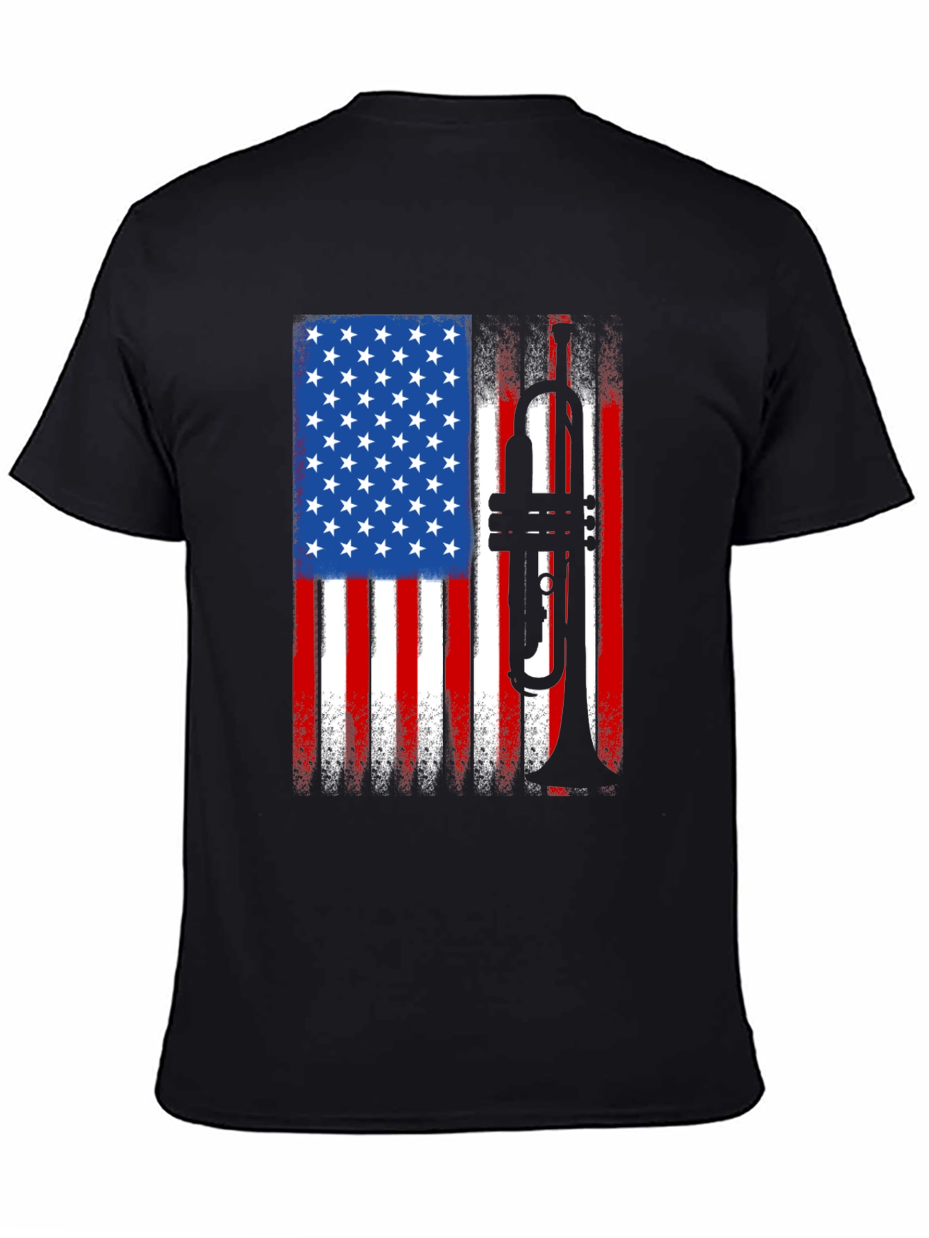 USA Flag Trumpet Graphic Tee - Patriotic Musician Shirt