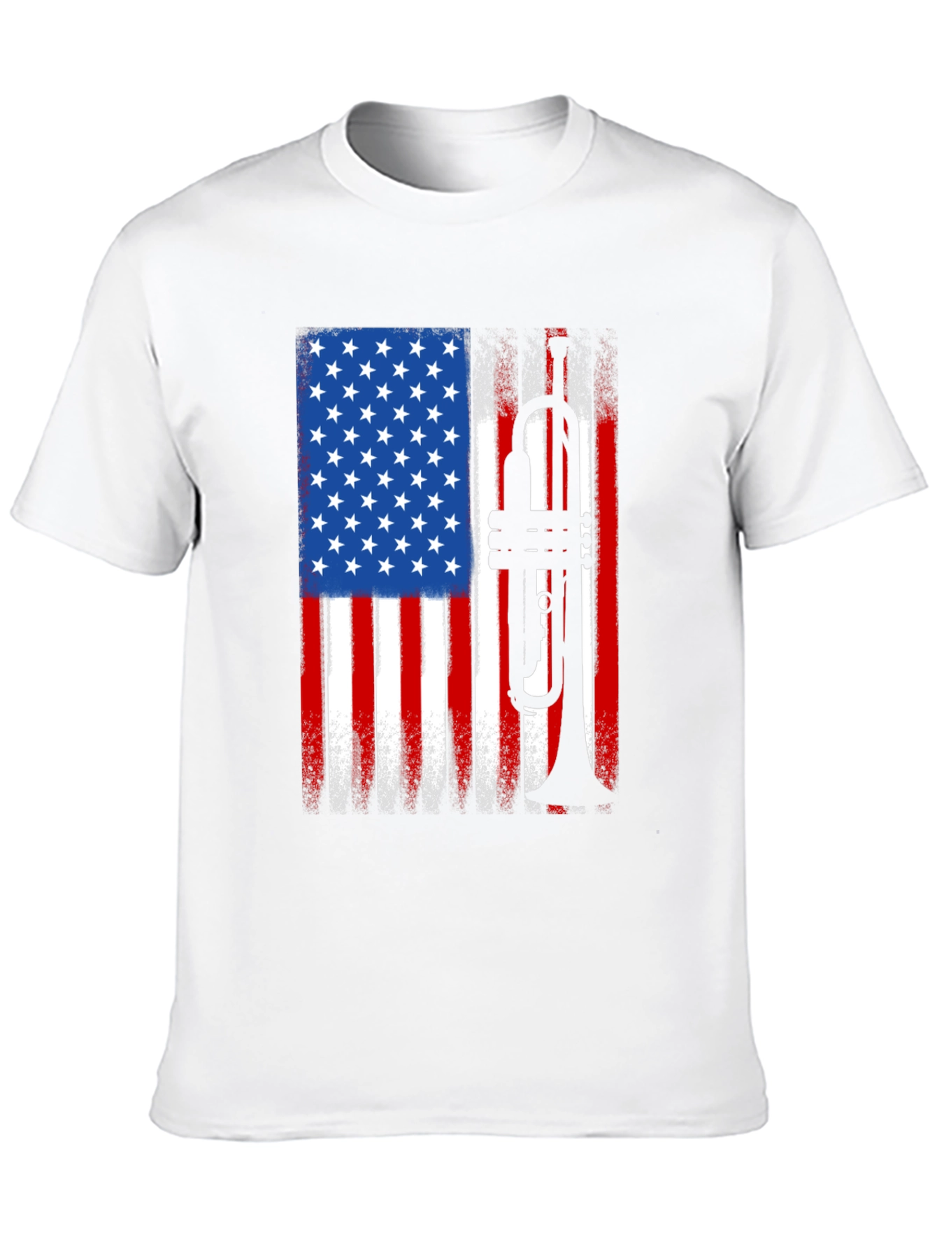 USA Flag Trumpet Graphic Tee - Patriotic Musician Shirt