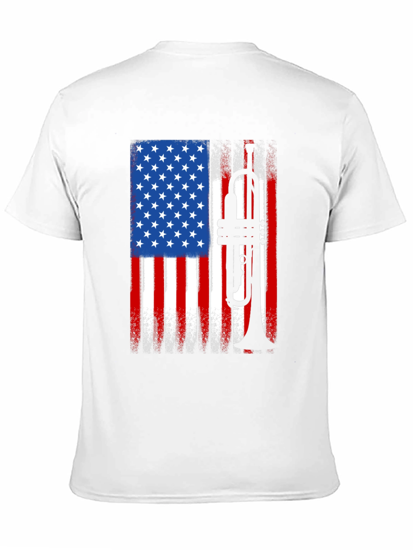 USA Flag Trumpet Graphic Tee - Patriotic Musician Shirt