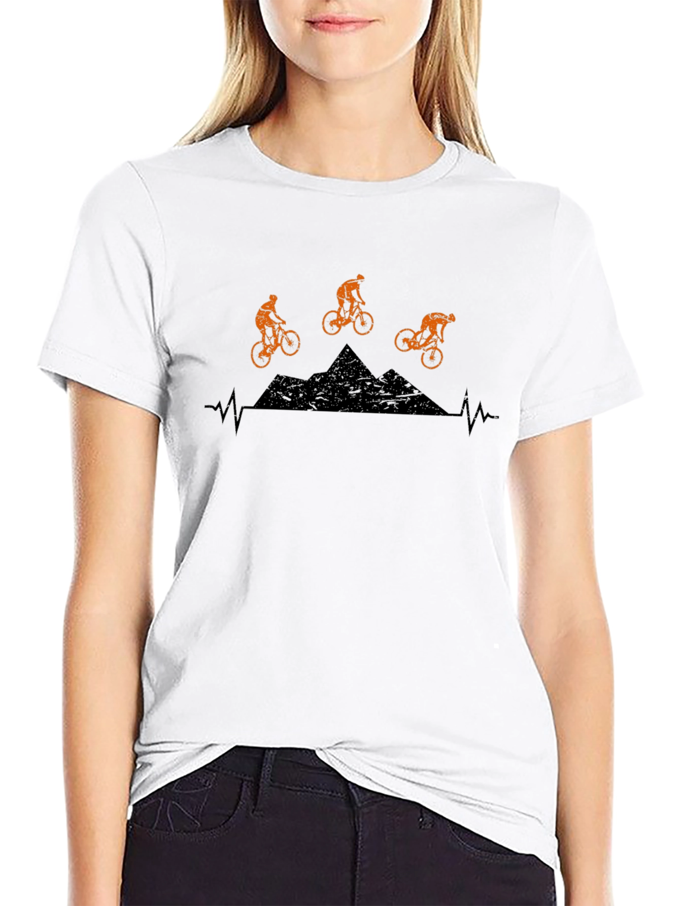Mountain Bike Heartbeat Graphic T-Shirt