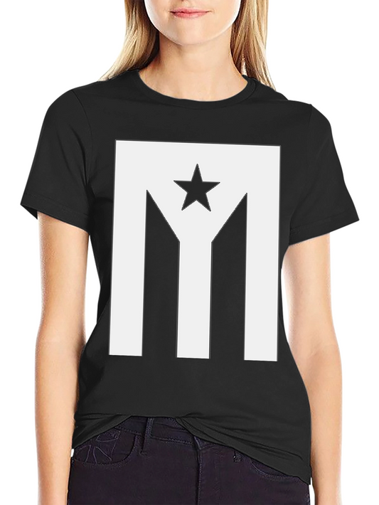 Puerto Rico Flag Star Graphic Black T-Shirt