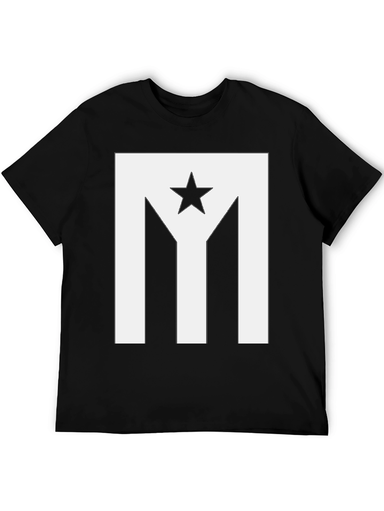 Puerto Rico Flag Star Graphic Black T-Shirt