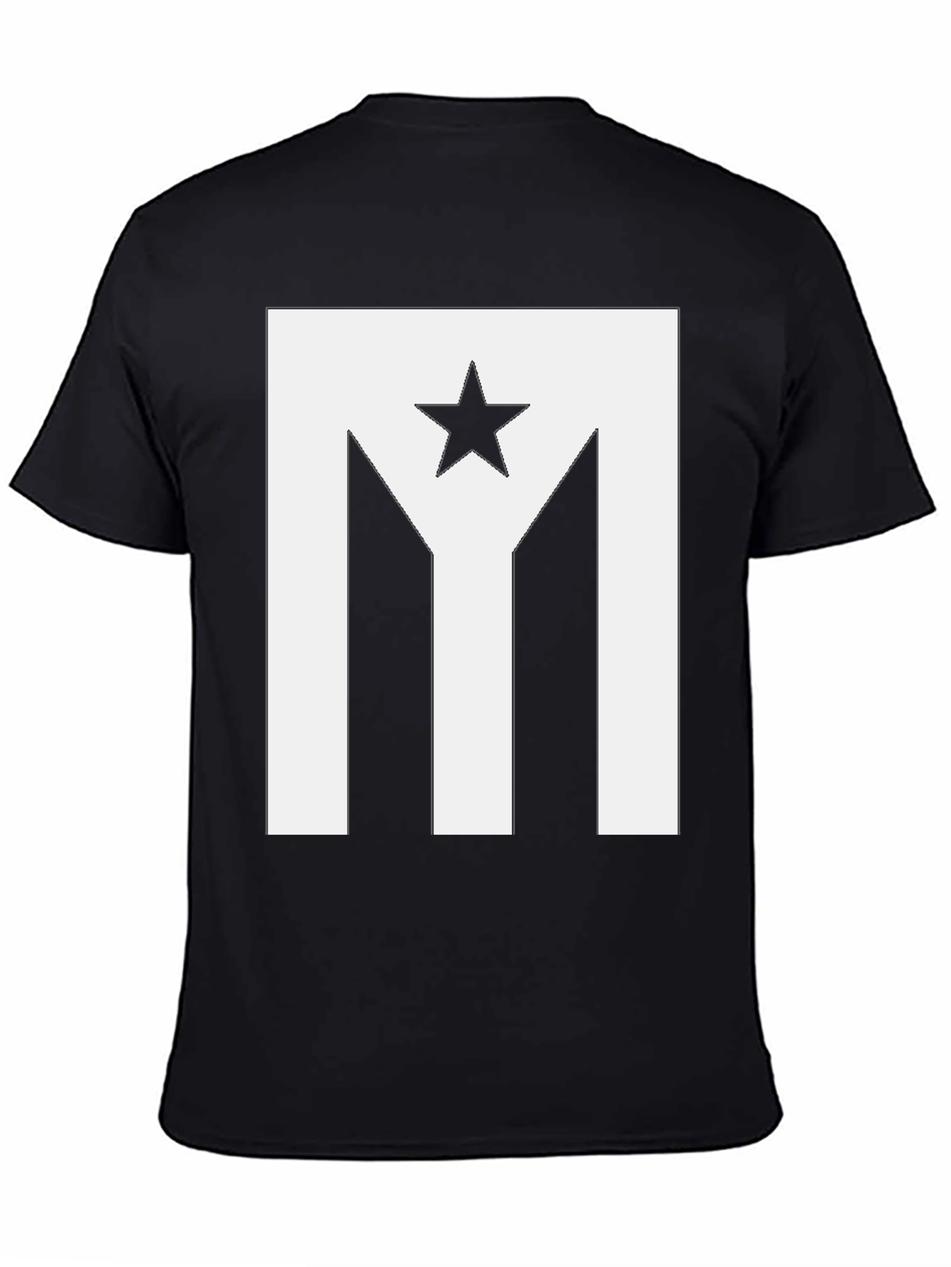 Puerto Rico Flag Star Graphic Black T-Shirt
