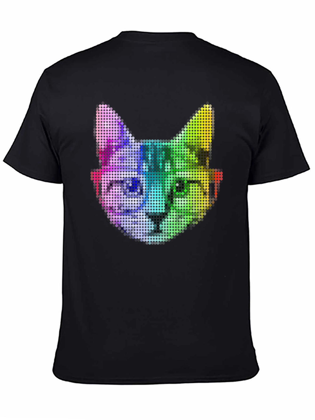 Rainbow Pixel Cat Graphic T-Shirt