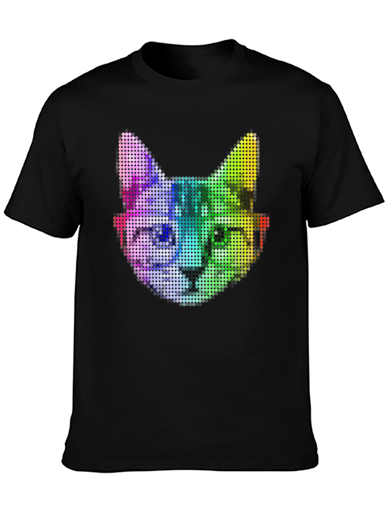 Rainbow Pixel Cat Graphic T-Shirt