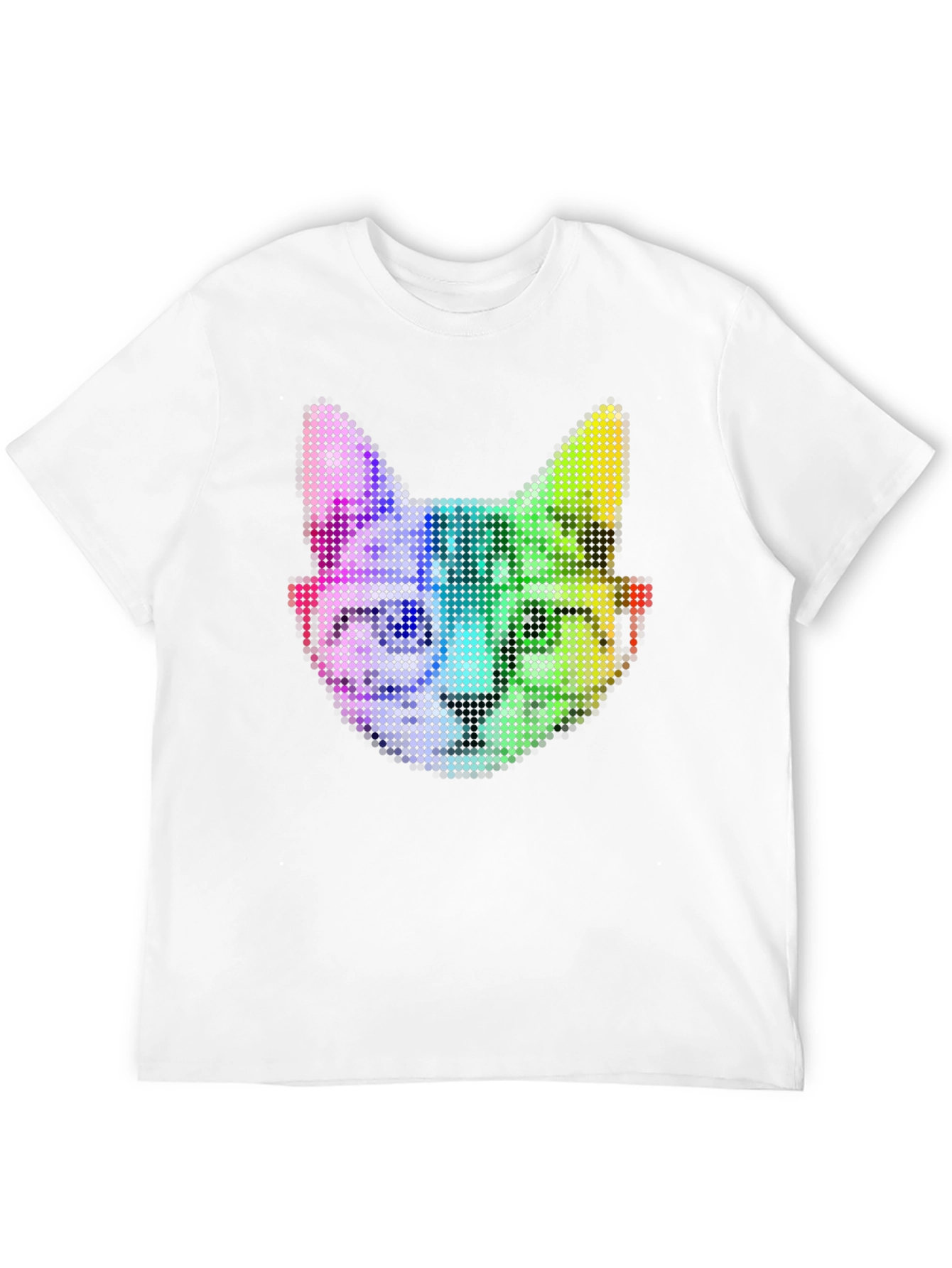 Rainbow Pixel Cat Graphic T-Shirt