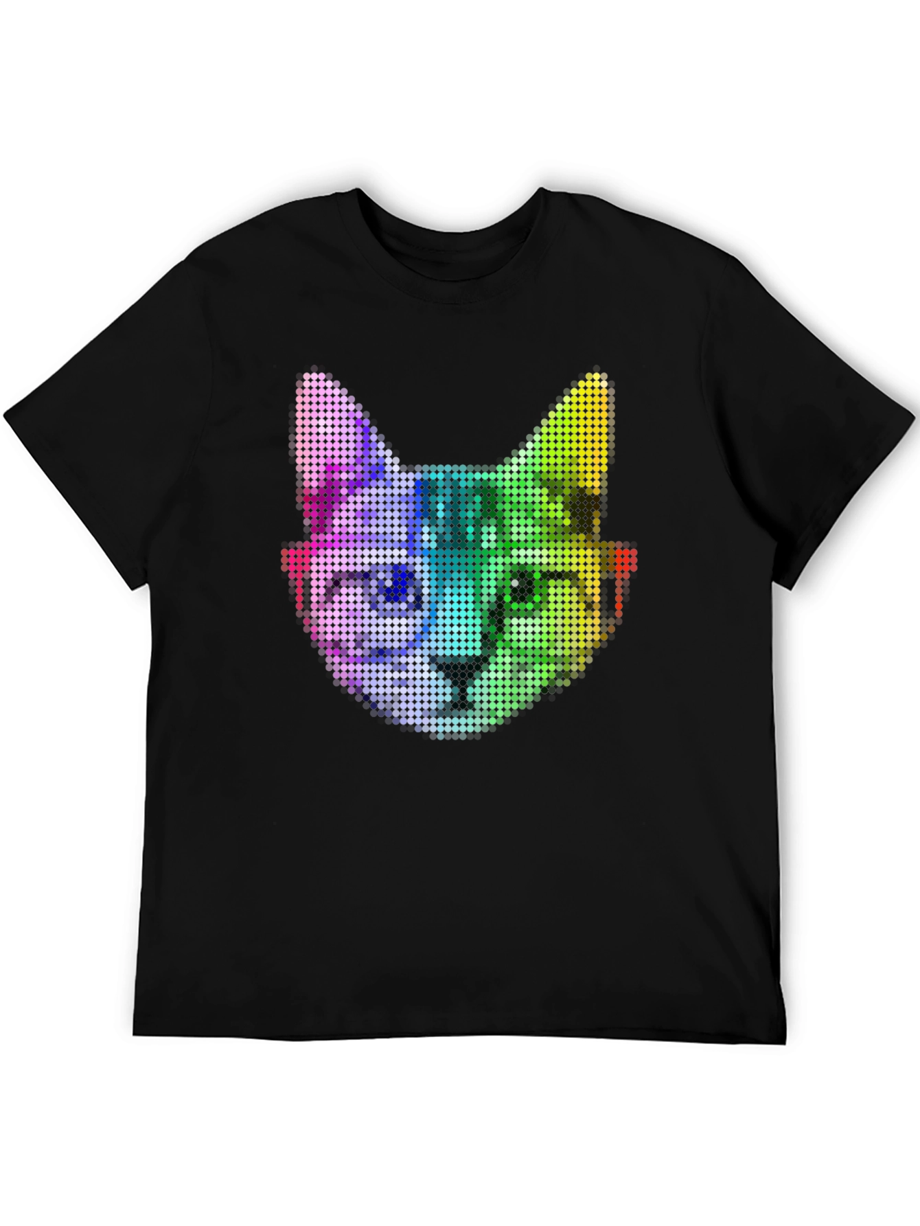 Rainbow Pixel Cat Graphic T-Shirt