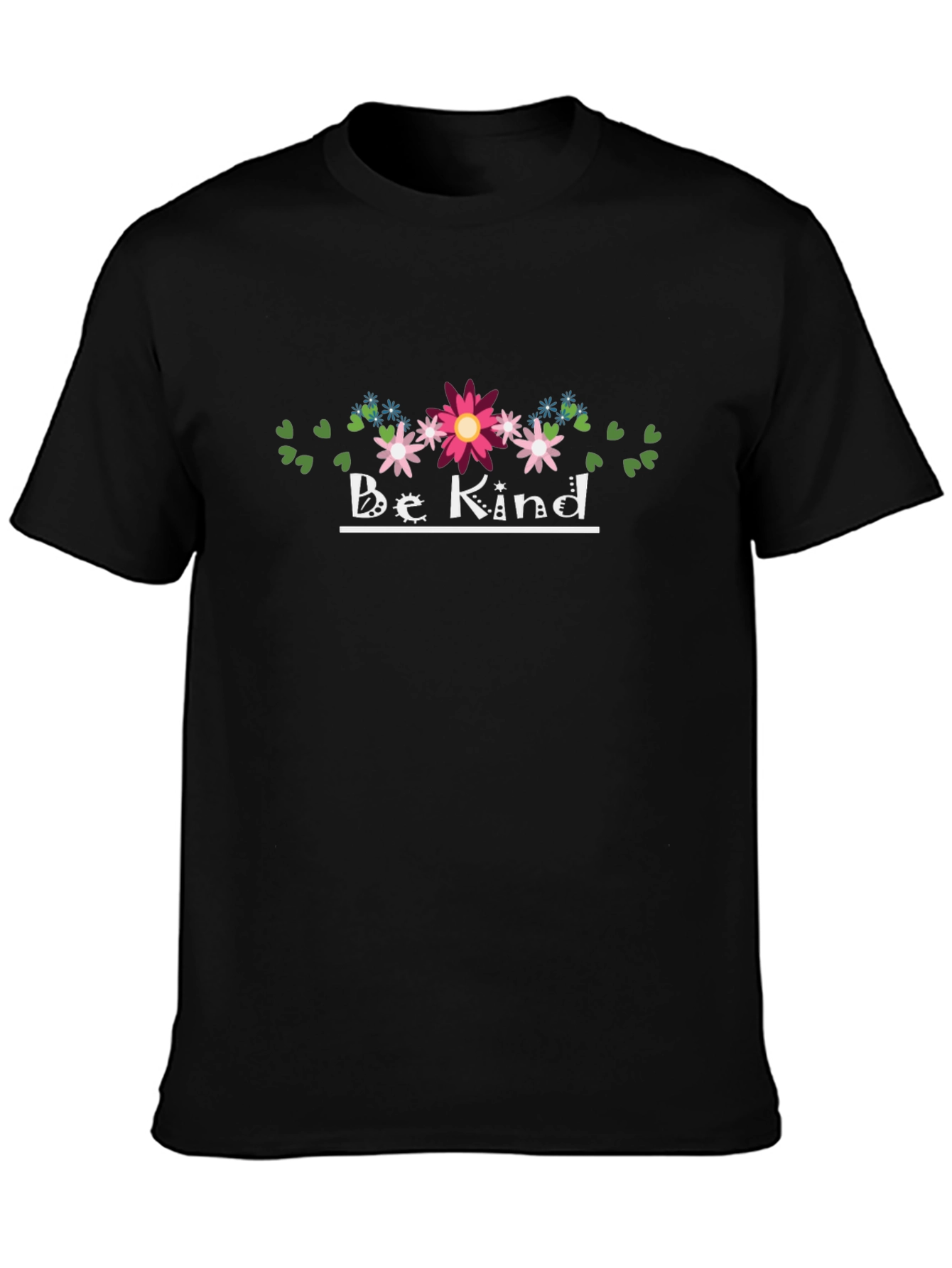 Be Kind Floral T-Shirt - Black Casual Tee