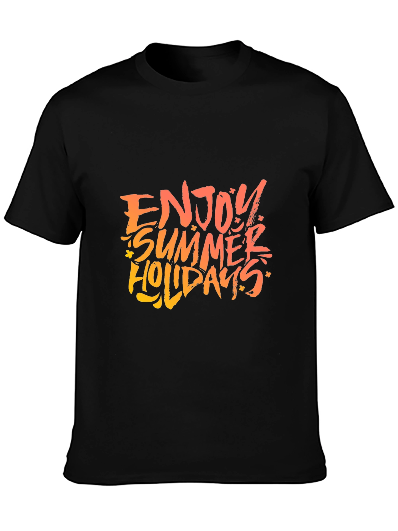 Enjoy Summer Holidays Black Graphic T-Shirt