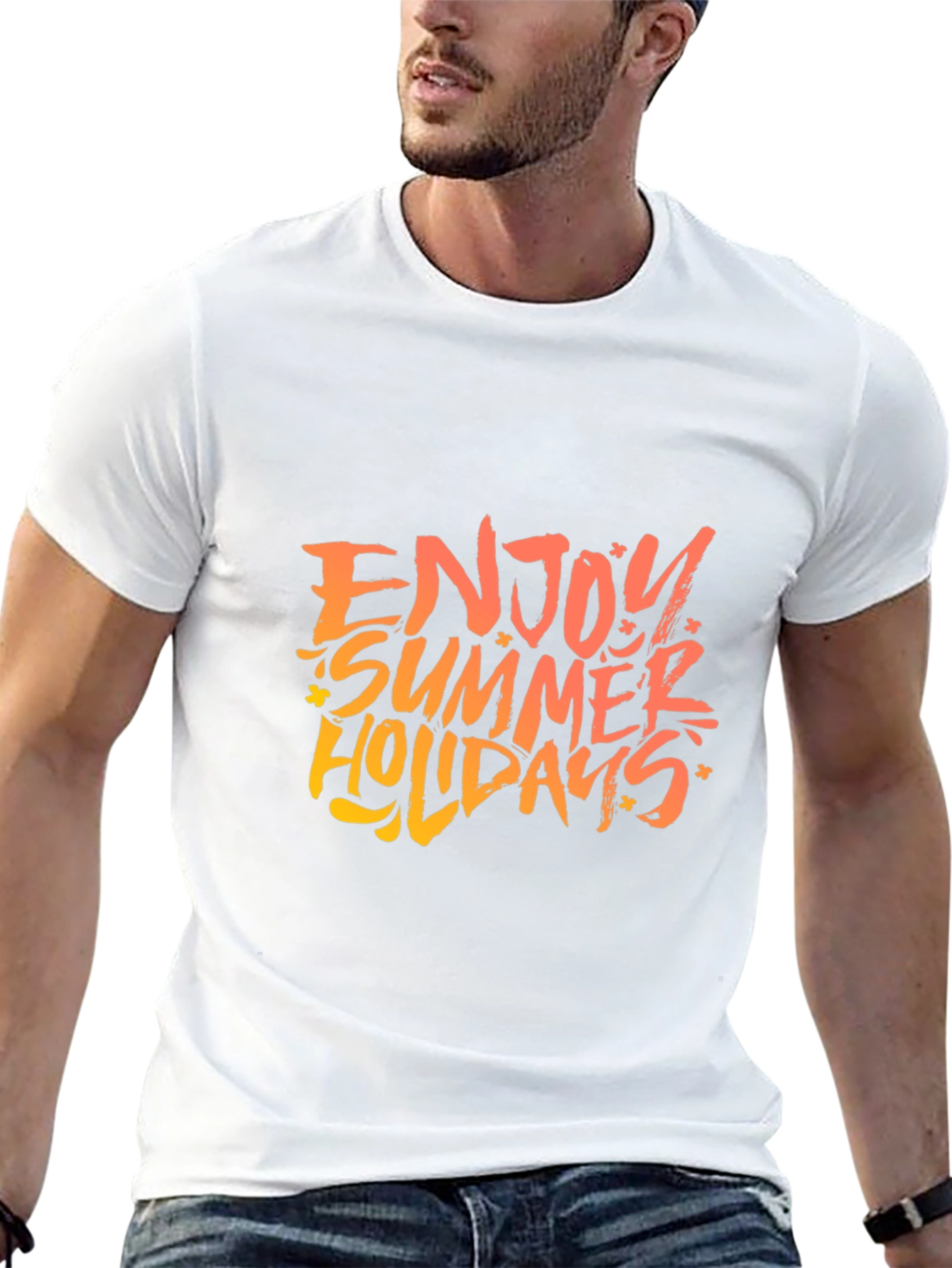 Enjoy Summer Holidays Black Graphic T-Shirt