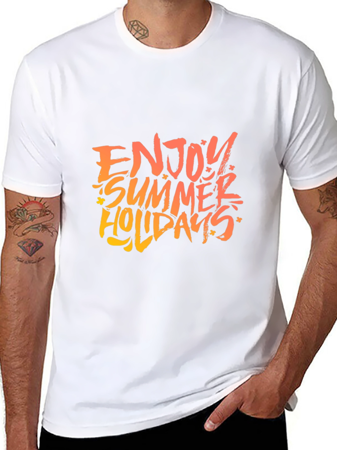 Enjoy Summer Holidays Black Graphic T-Shirt