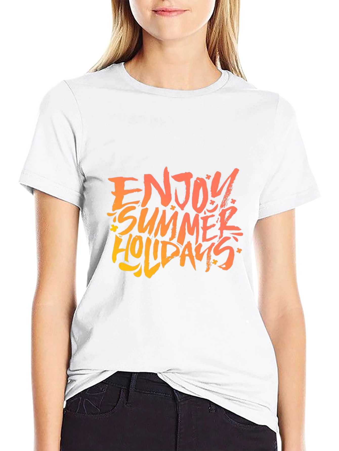 Enjoy Summer Holidays Black Graphic T-Shirt
