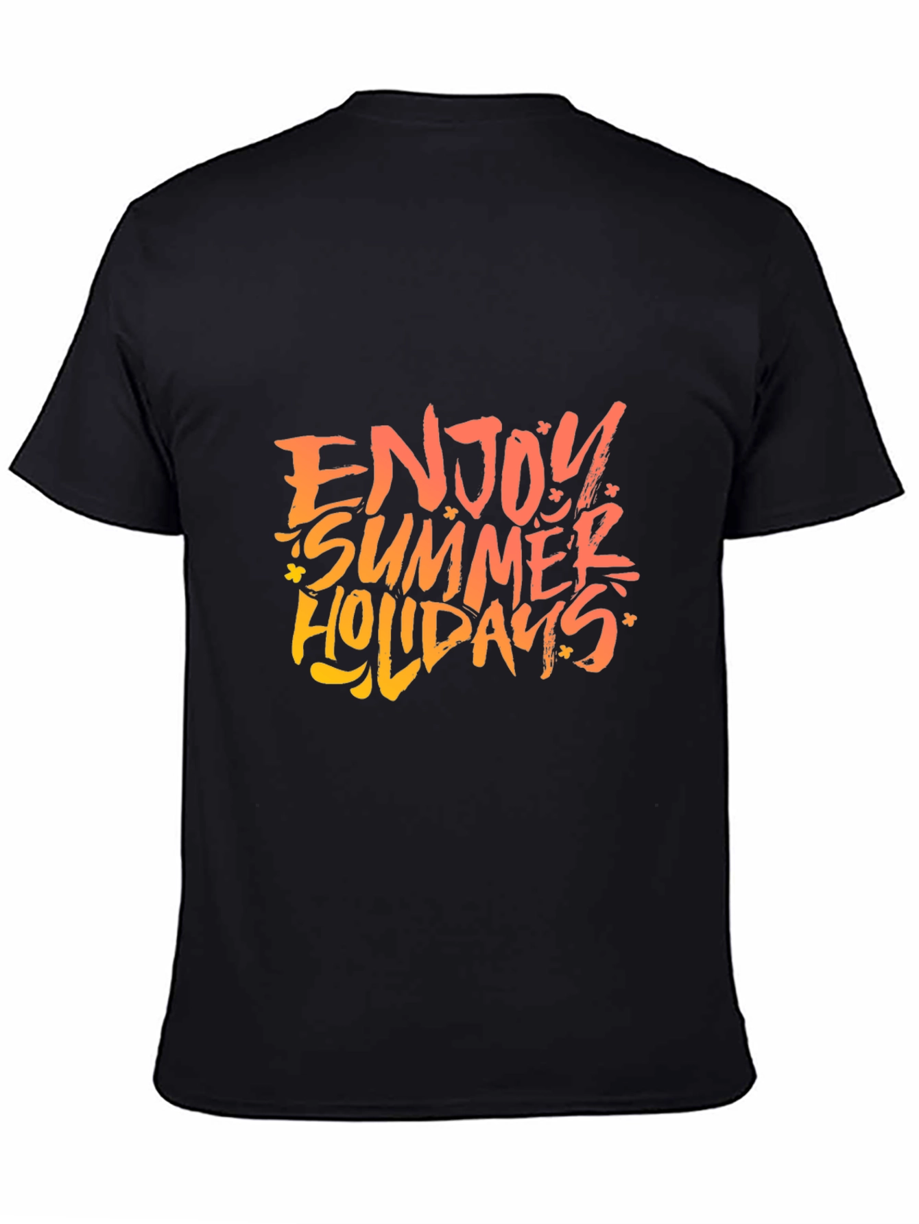 Enjoy Summer Holidays Black Graphic T-Shirt